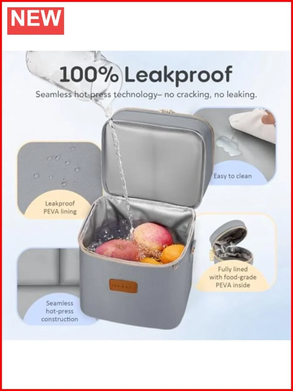 Insulated Breastmilk Cooler Bag Double Layer Fits 6 Bottles with Ice Pack